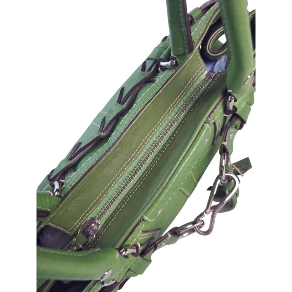 COACH Hampton Pebble Green Leather Satchel & matching wallet - Picture 2 of 11